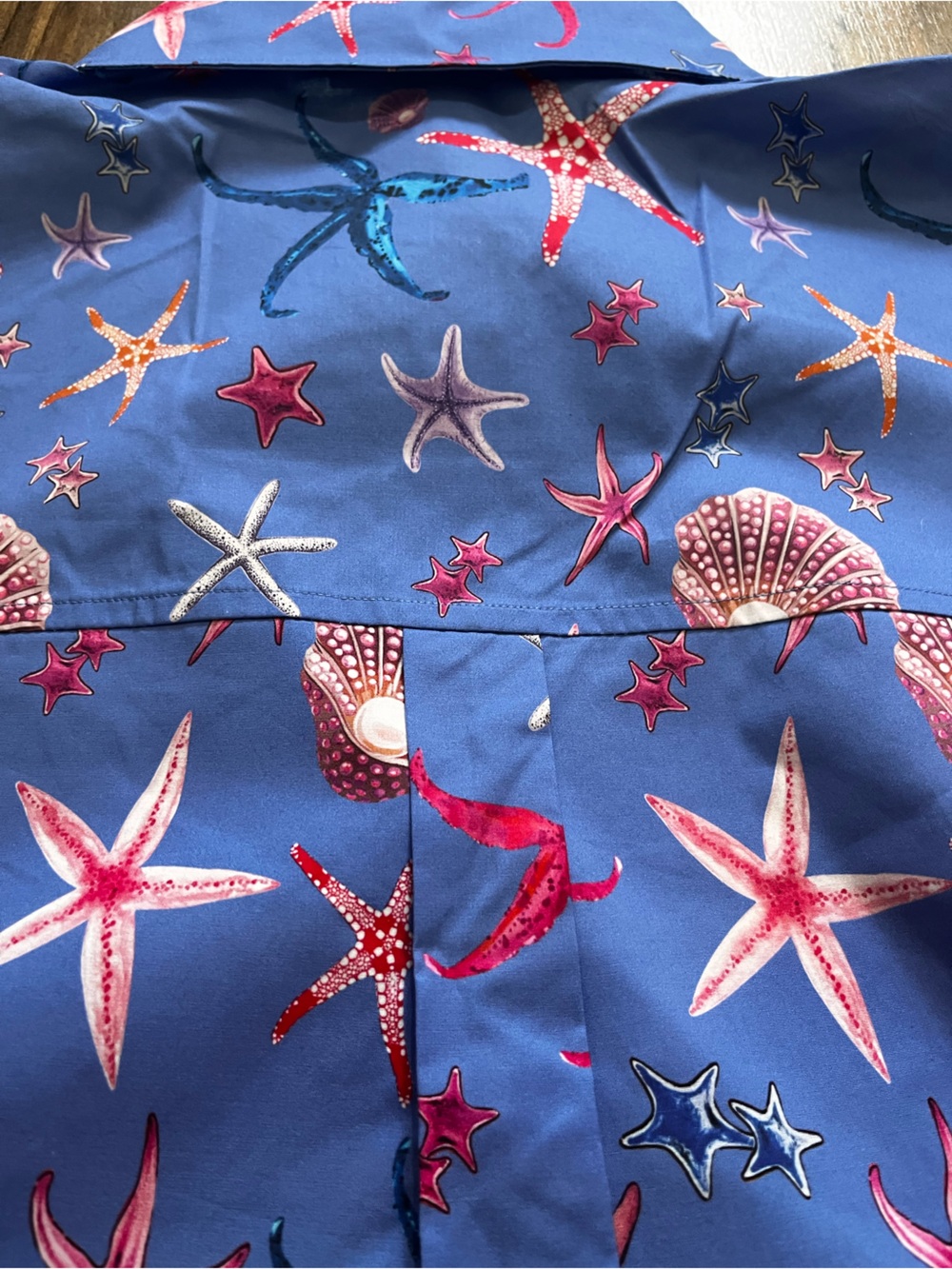 $275 HINSON WU LARISSA Long Sleeve Blue Starfish Print Button-Up Blouse Tunic L - Picture 12 of 13
